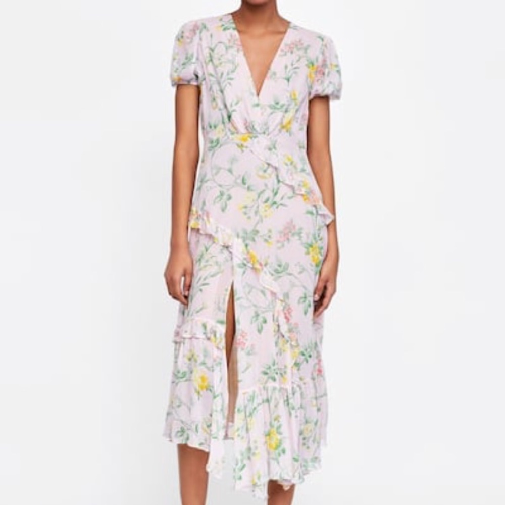 Ruffled floral print dress